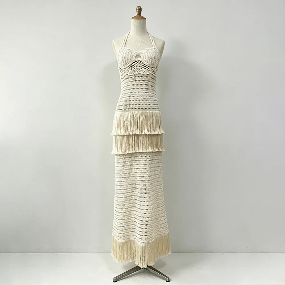 Dolores Knitted Fringe Maxi Dress