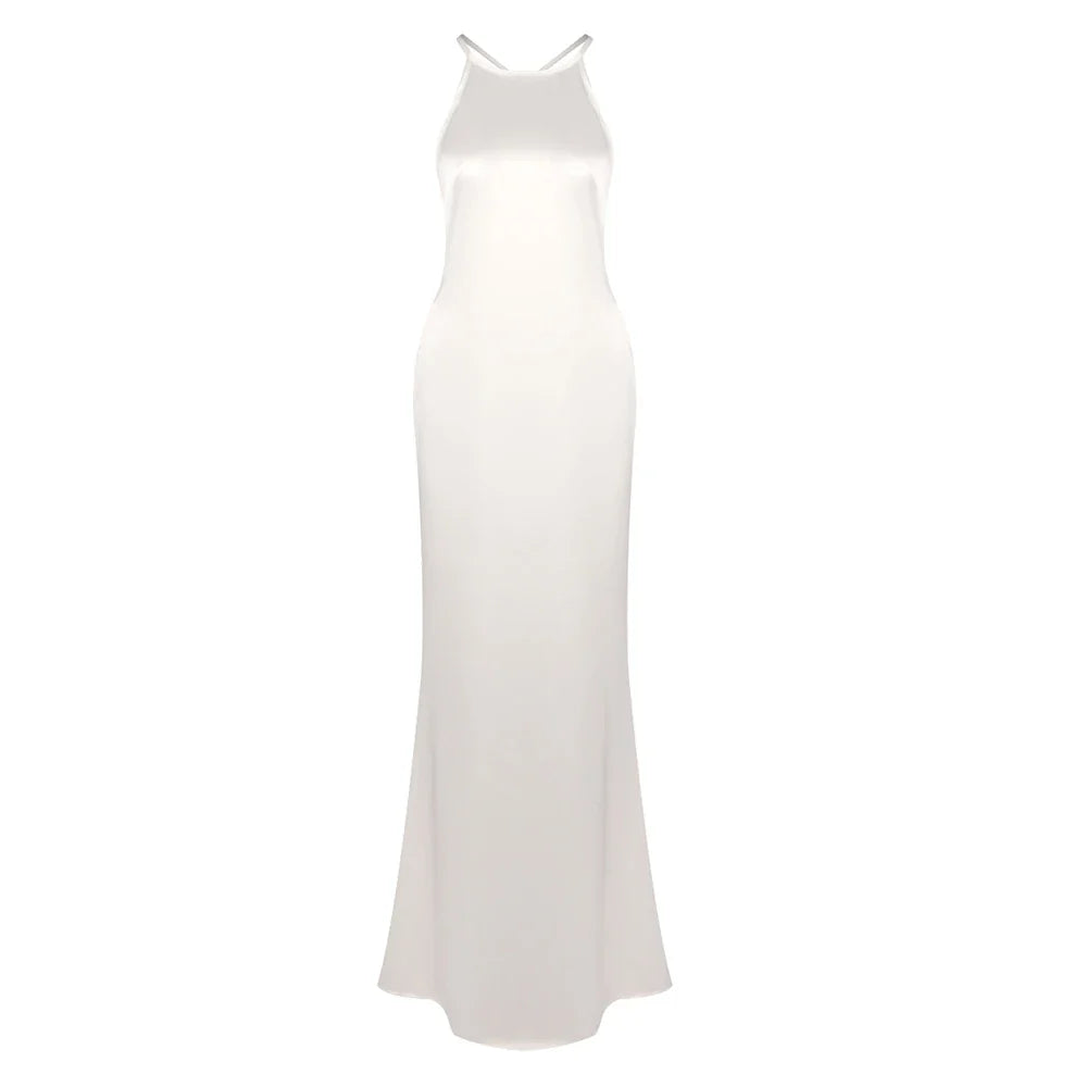 Backless Satin Maxi Dress