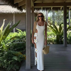 Flower Cover Up Knit Dress