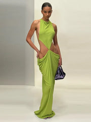 Green Cut-Out Maxi Dress