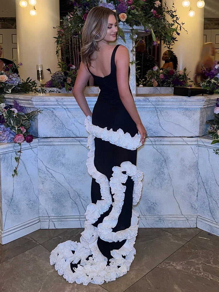 Artistic Gown Ruffled Maxi Dress