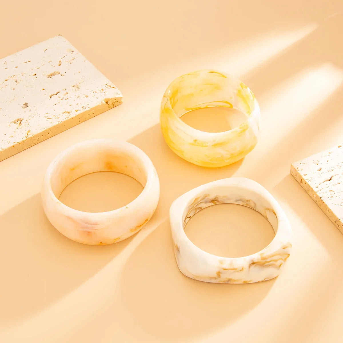 3Pcs Vintage Resin Bangle Bracelet