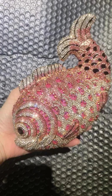 Fish Rhinestone Clutch Bag
