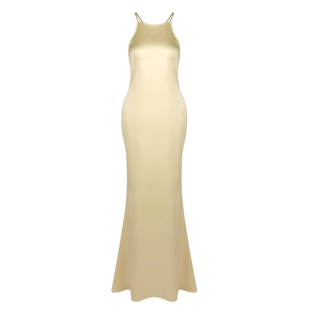Backless Satin Maxi Dress
