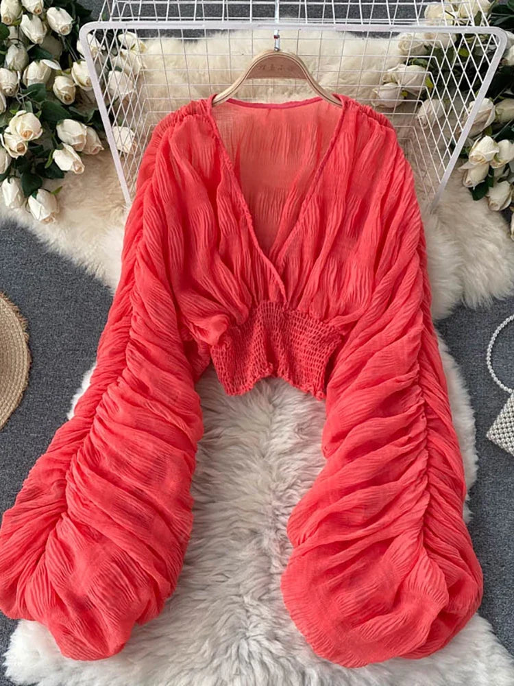 Chiffon Puff  Sleeve Top
