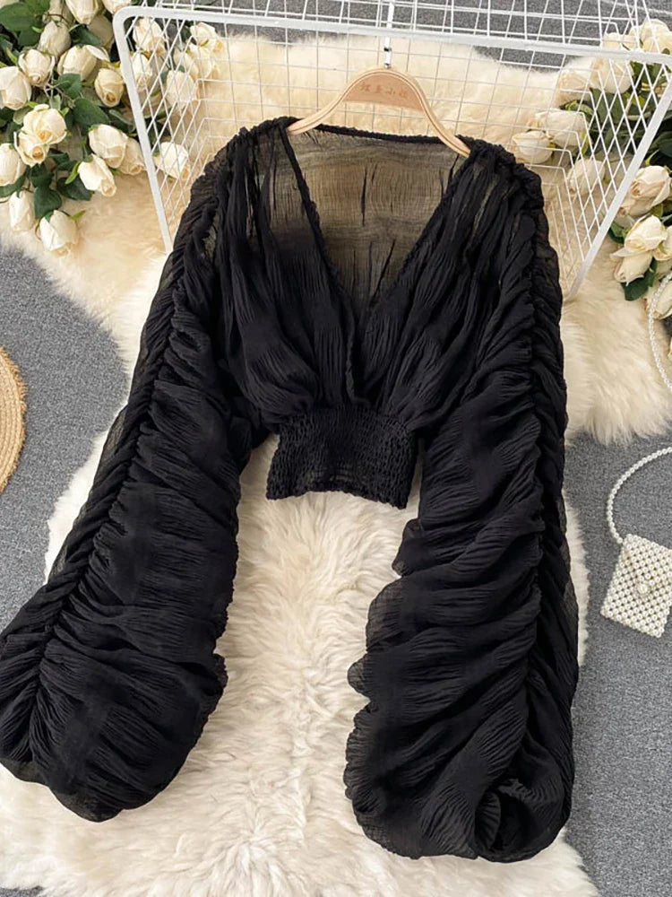 Chiffon Puff  Sleeve Top