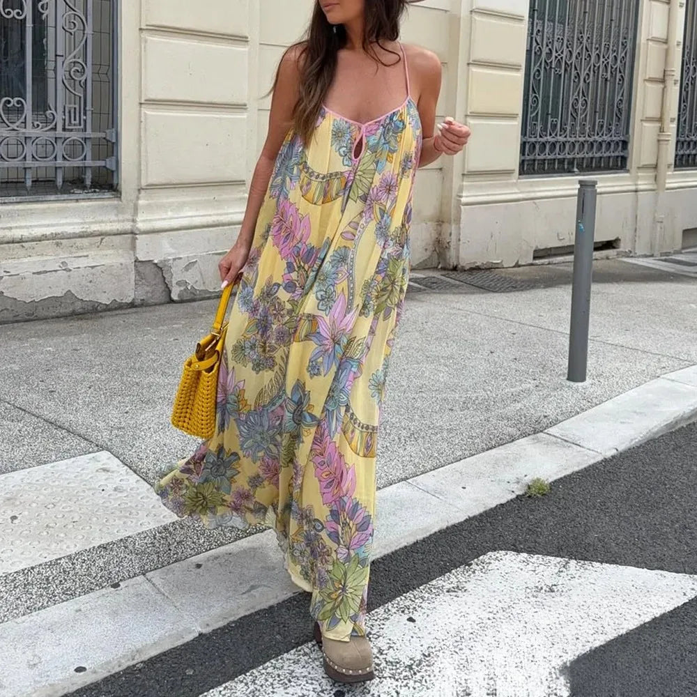 Foral Chiffon Maxi Dress