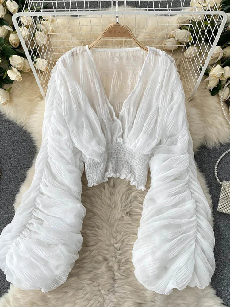 Chiffon Puff  Sleeve Top