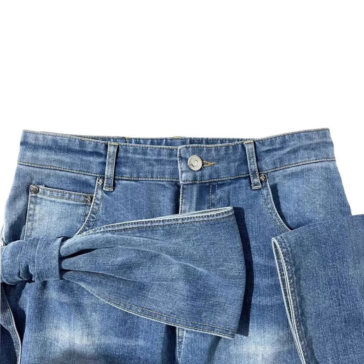 Bow Wrap Denim Set