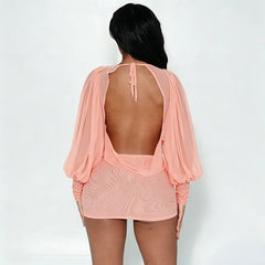 Cold Shoulder Sheer Mini Dress