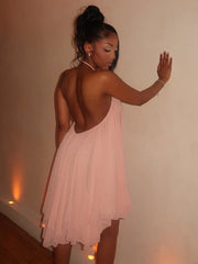 Asymmetrical Hem Backless Dress