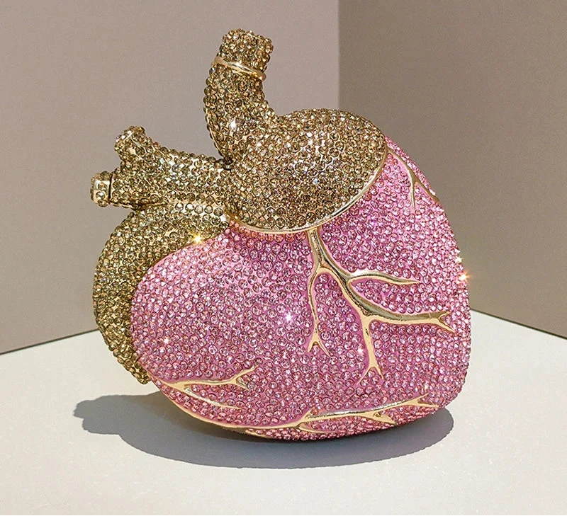 Heart Rhinestone Clutch Bag