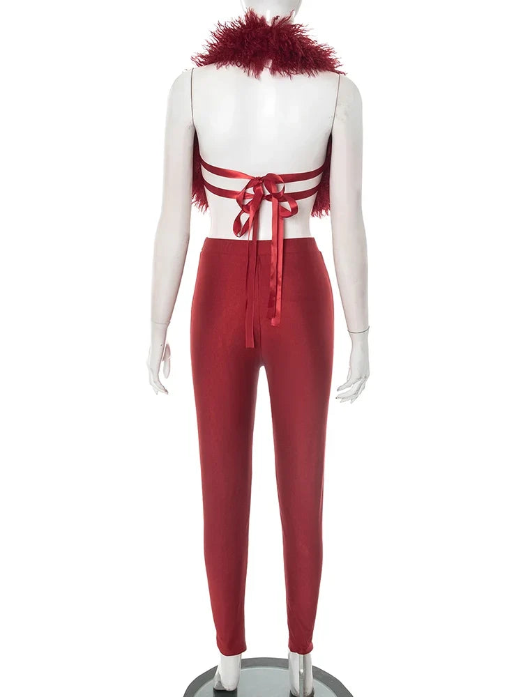 Aubree Fur Pants Set