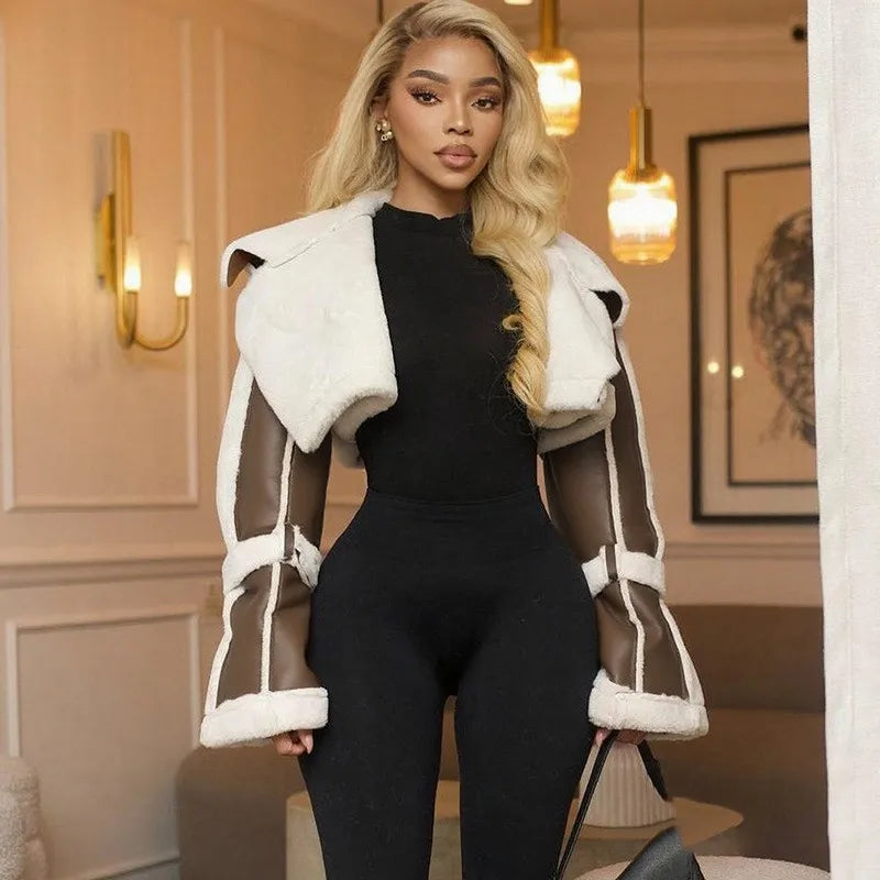 Fur Collar Crop Jacket