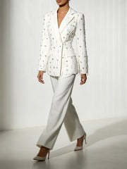 Chic Beaded Blazer Pants Set