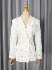 Chic Beaded Blazer Pants Set