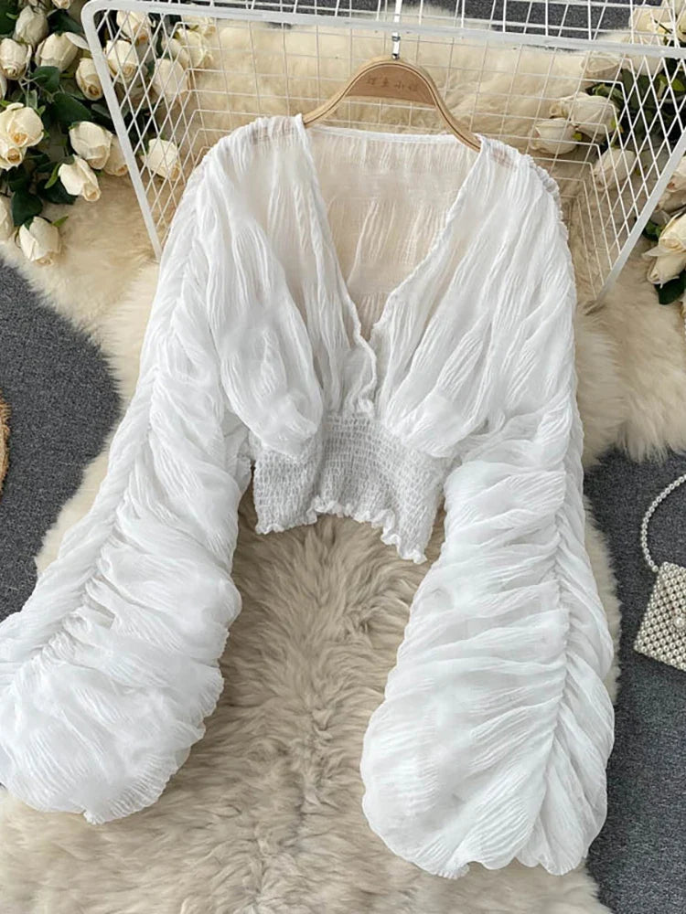 Chiffon Puff  Sleeve Top