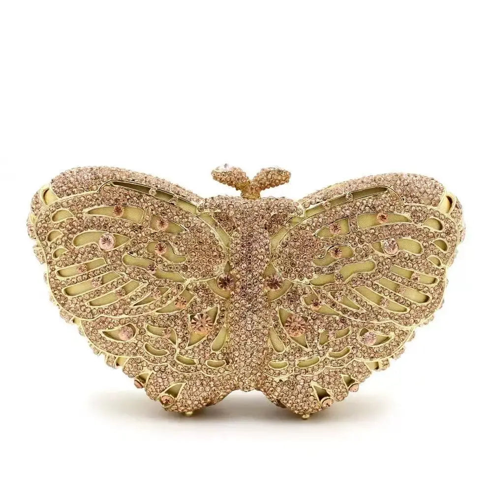 Butterfly Shaped Rhinestone Clutch Bag
