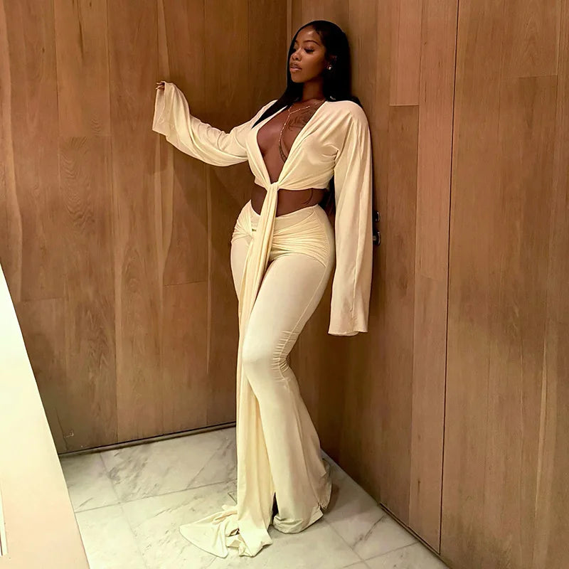 Alexis Ruched Flared Pants Set