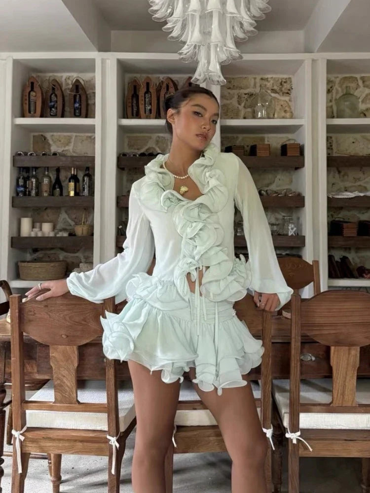 Abella Ruffles Mini Skirt Set