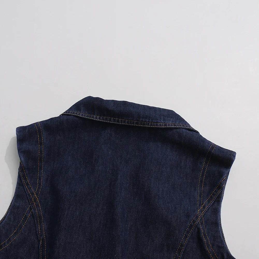 Belted Retro Denim Mini Dress