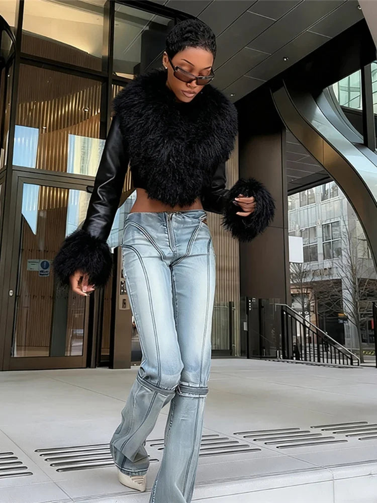 Fur V-Neck Crop Top