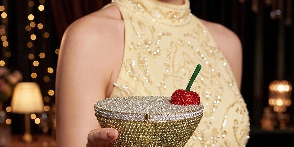 Cherry Goblet Rhinestone Clutch Bag