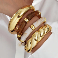 4pcs Vintage Resin Bracelet Set
