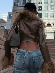 Fur V-Neck Crop Top
