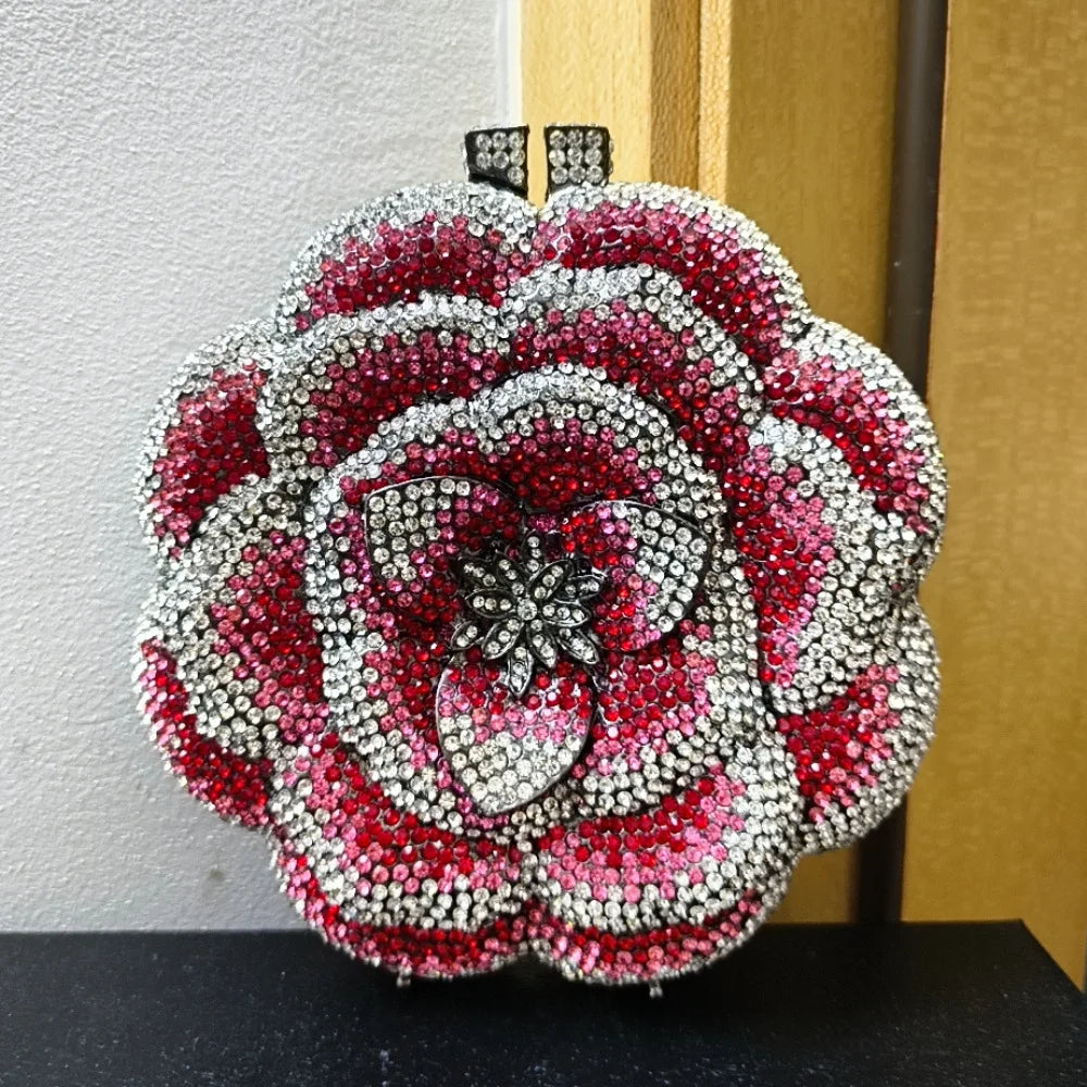 Floral Crystal Clutch Purse