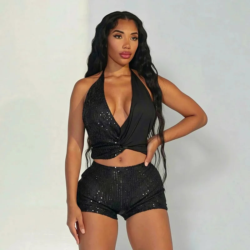 Amina Sequin Short Set