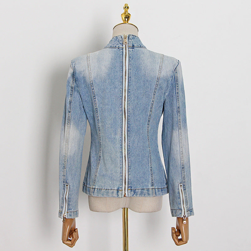 Elegant Bowknot Denim Blouse