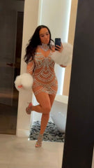 Crystal Mesh Mini Dress