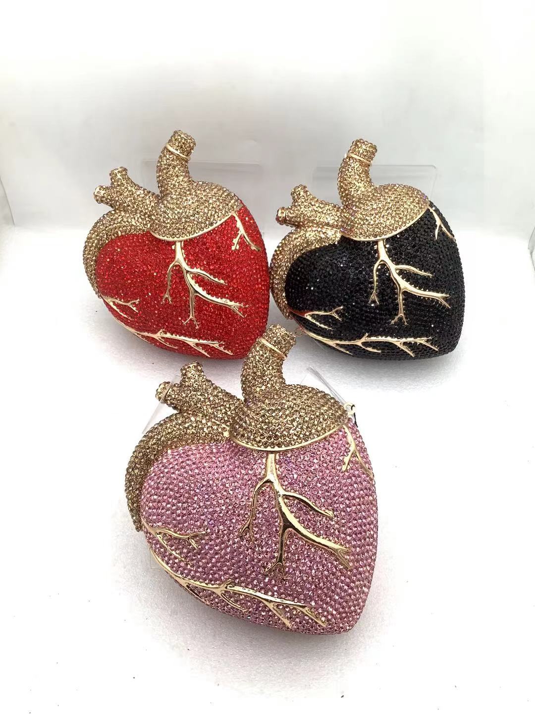 Heart Rhinestone Clutch Bag