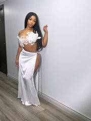 Adelina Sequin Flower Maxi Skirt Set