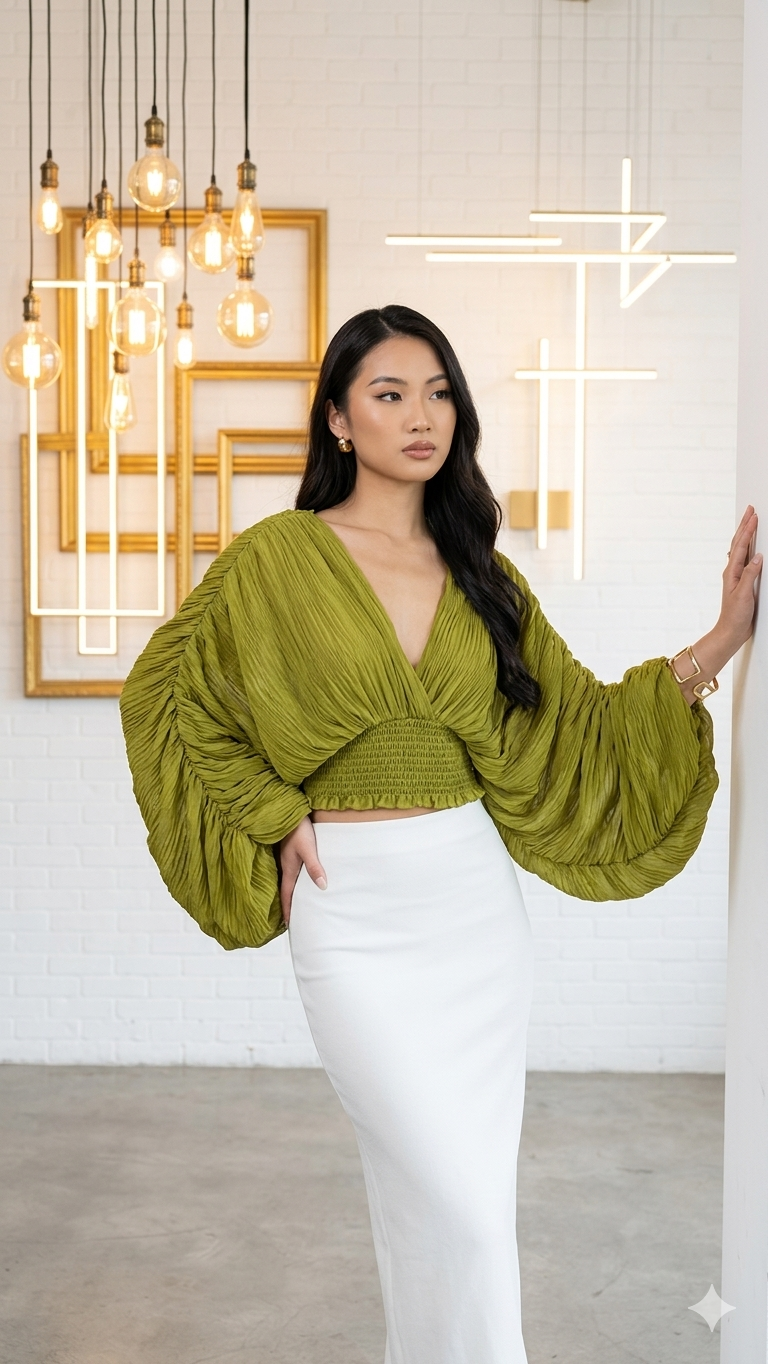 Chiffon Puff  Sleeve Top
